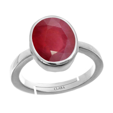 Certified Ruby Manik 7.5cts or 8.25ratti 92.5 Sterling Silver Adjustable Ring