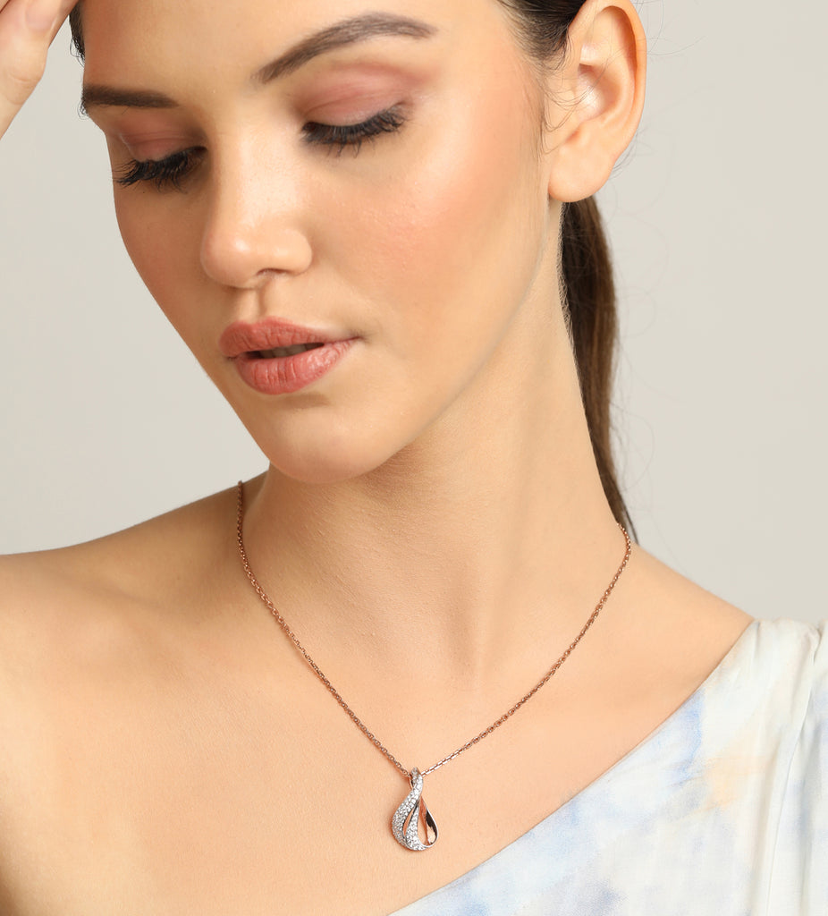 CLARA 925 Sterling Silver Agda Pendant Chain Necklace 