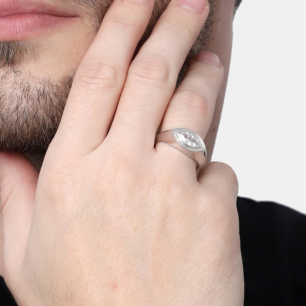 CLARA Real 925 Sterling Silver Marquise Band Ring 