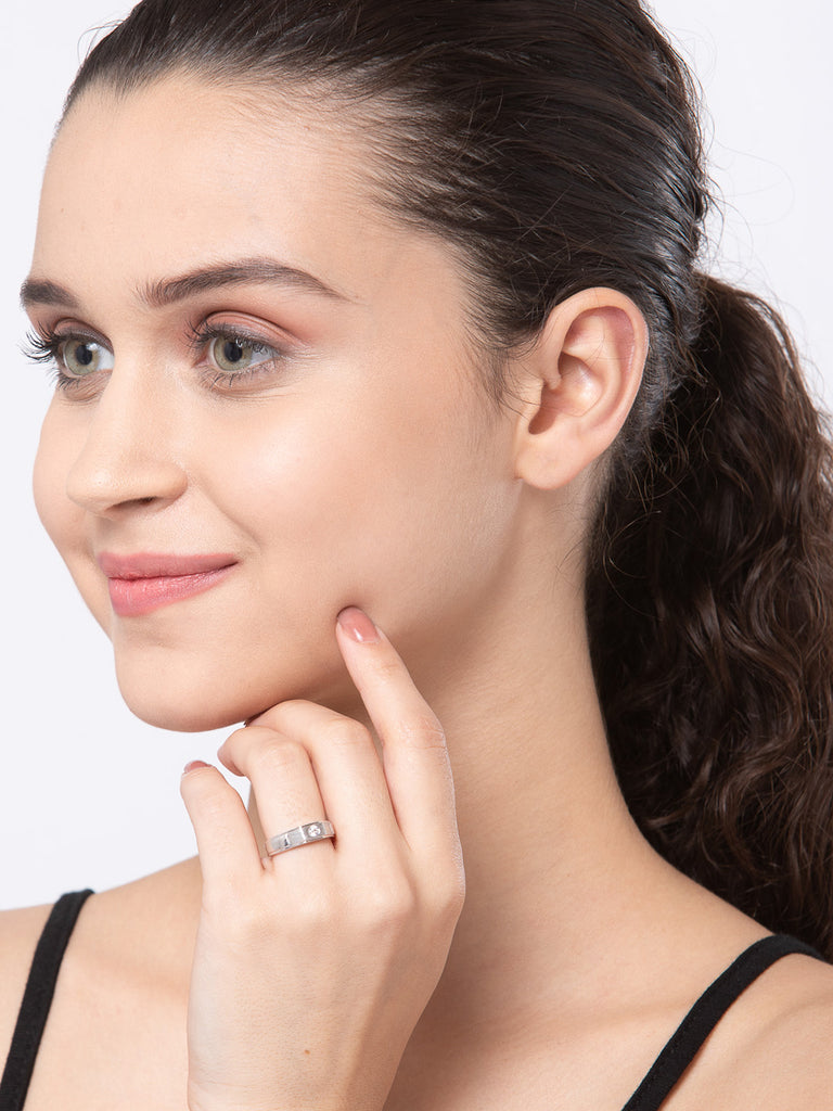 CLARA Pure 925 Sterling Silver Rocco Adjustable Ring Gift for Women and Girls | Partial Matte Finish
