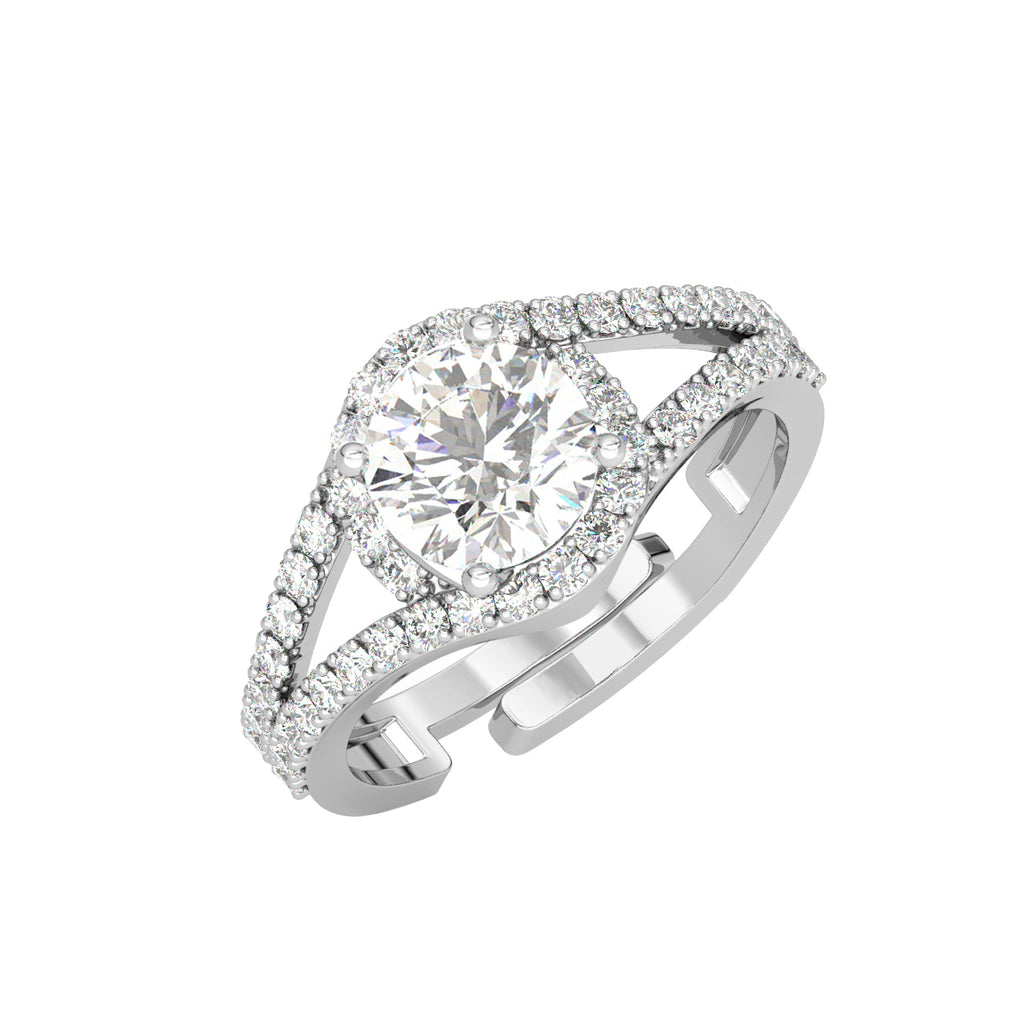 CLARA Pure 925 Sterling Silver Engagement Solitaire Finger Ring with Adjustable Band 