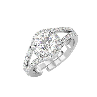CLARA Pure 925 Sterling Silver Engagement Solitaire Finger Ring with Adjustable Band 