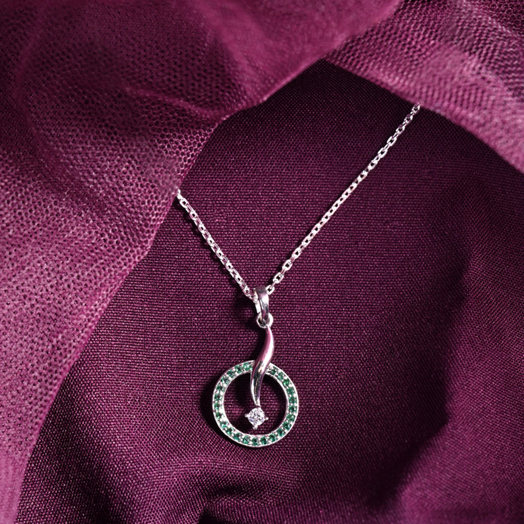CLARA 925 Sterling Silver Verde Pendant Chain Necklace 