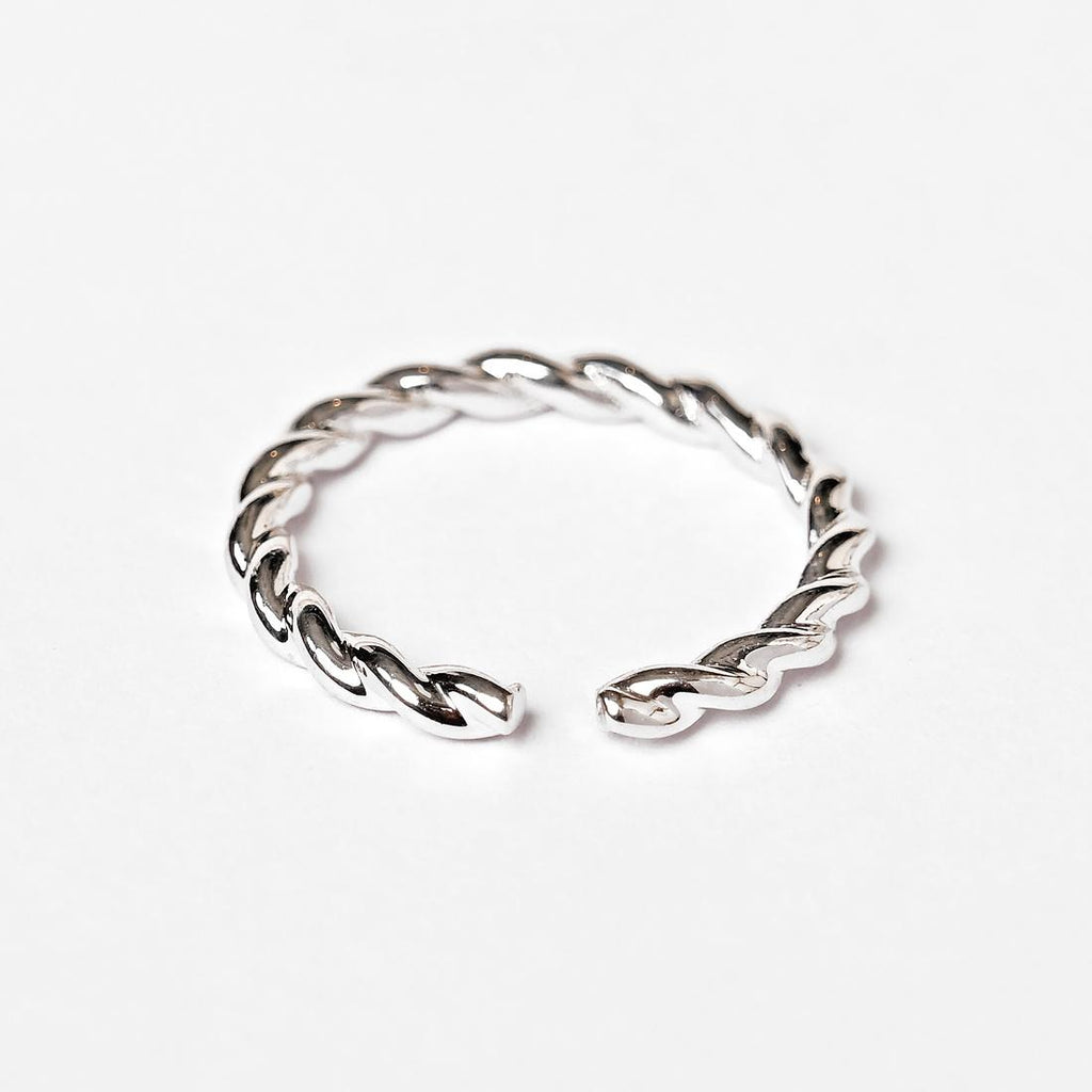 CLARA Pure 925 Sterling Silver Rope Finger Ring 