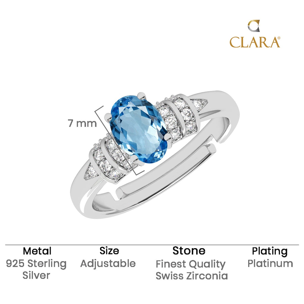 Silver Juni Blue Oval Solitaire Ring