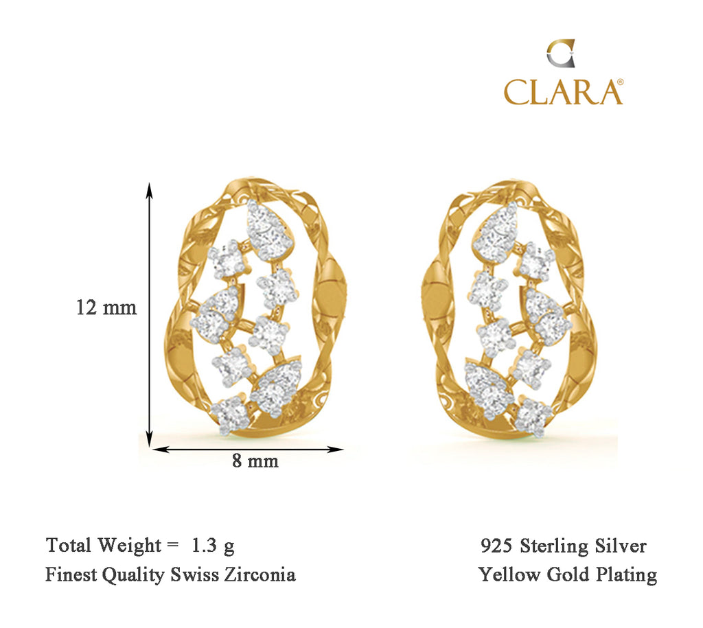 CLARA 925 Sterling Silver Petra Earrings with Screw Back 
