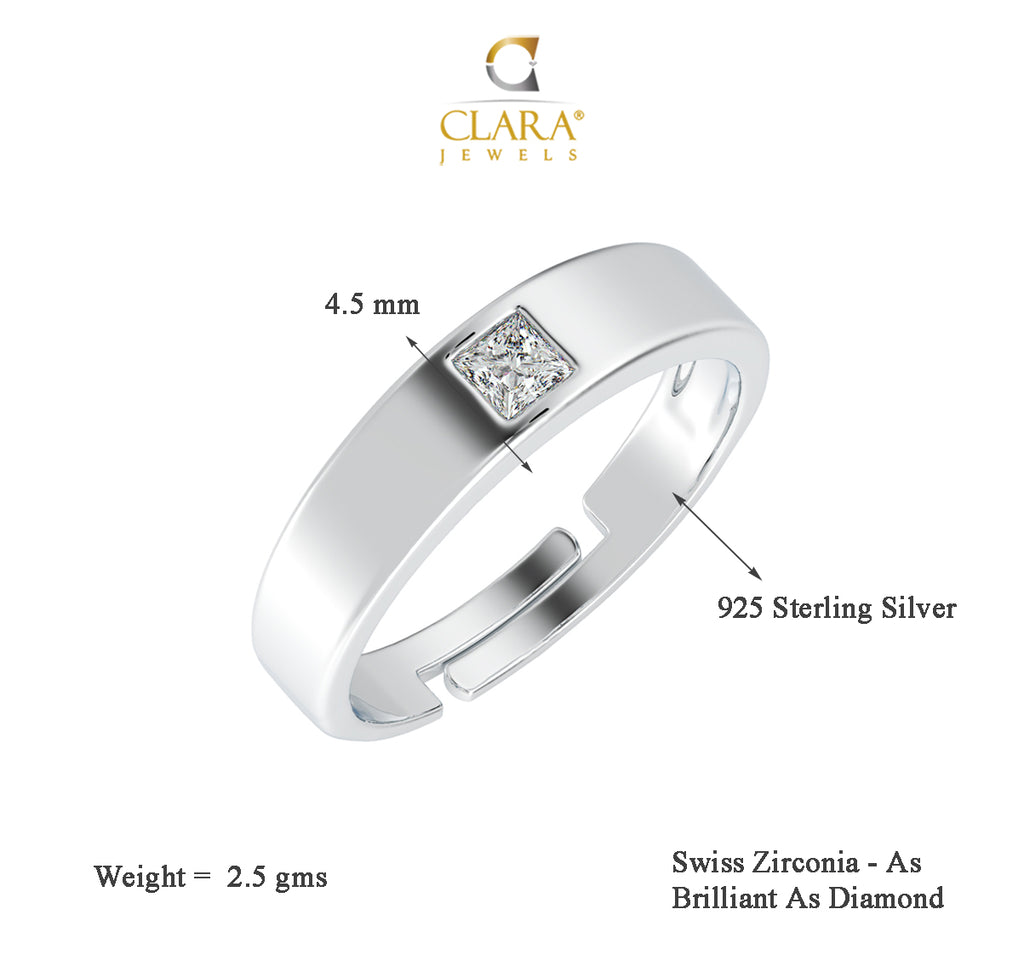 CLARA Pure 925 Sterling Silver Franco Adjustable Ring Gift for Women and Girls