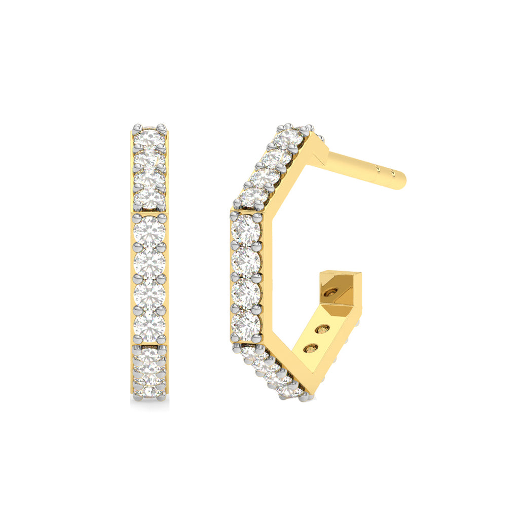 CLARA 925 Sterling Silver Hexa Hoop and Huggies Earrings 