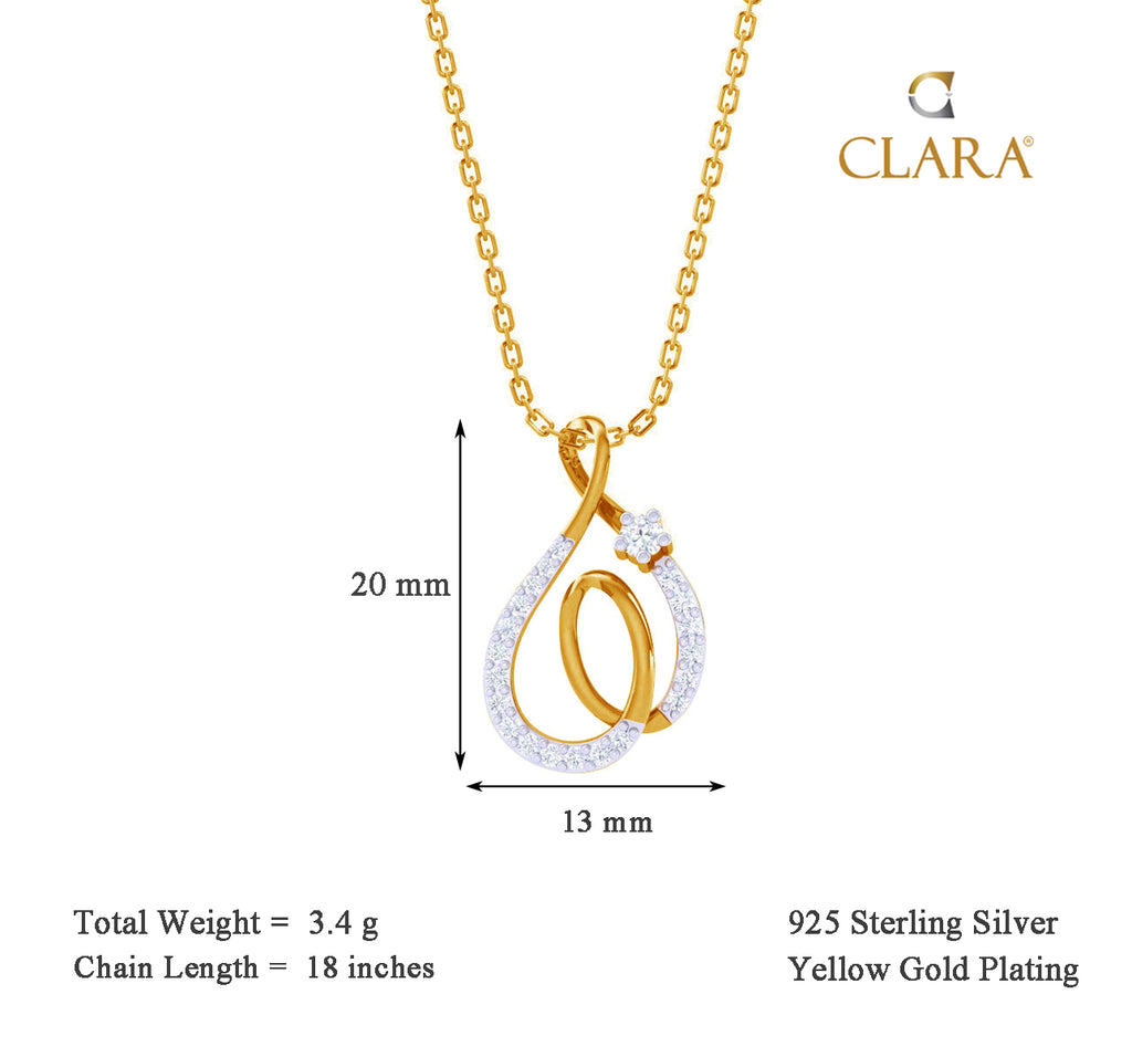 CLARA 925 Sterling Silver Flavia Pendant Chain Necklace 