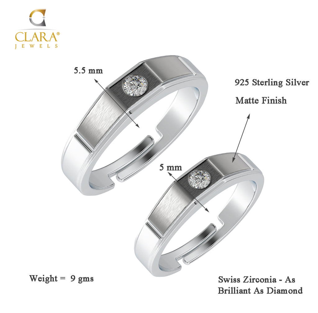 CLARA Pure 925 Sterling Silver Belt Adjustable Couple Band, Promise Rings for Lovers