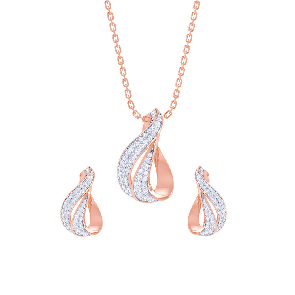 CLARA 925 Sterling Silver Agda Pendant Earring Chain Jewellery Set 