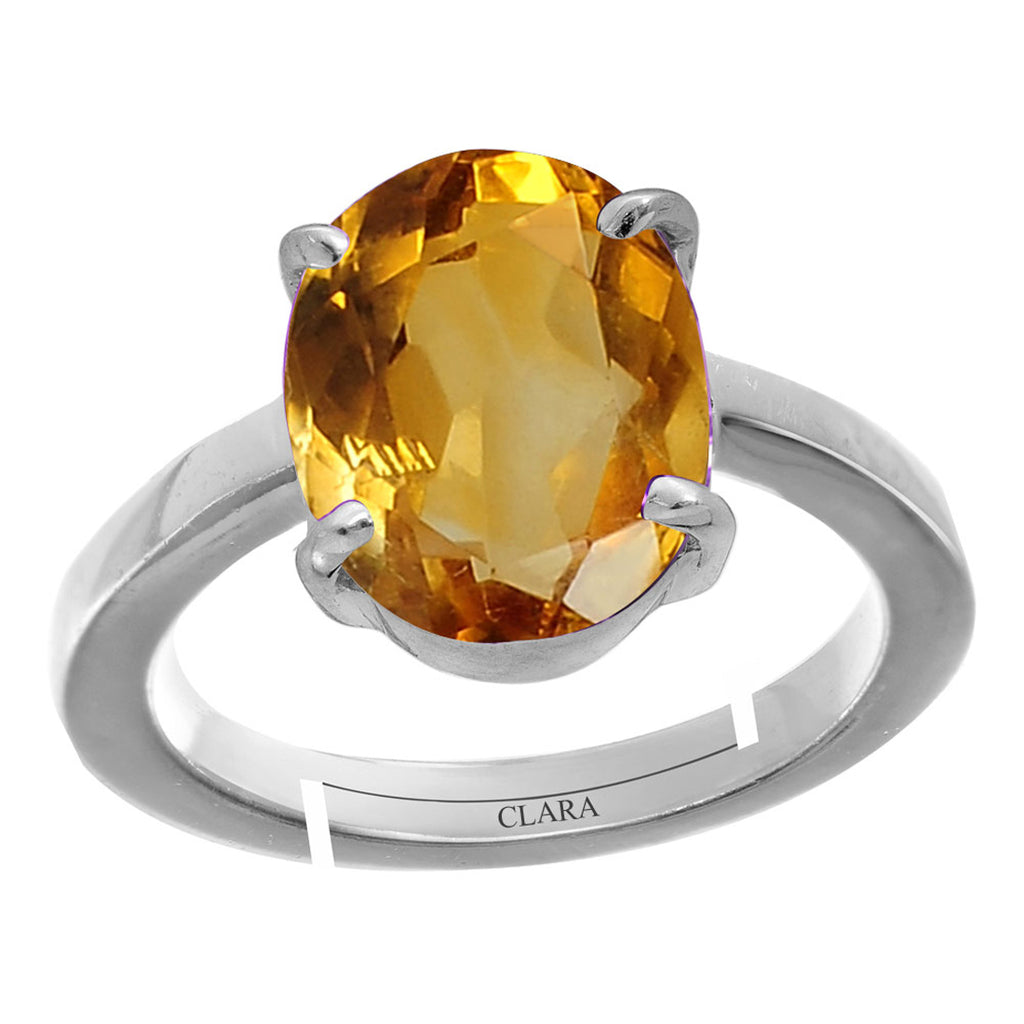 Certified Citrine Sunehla 9.3cts or 10.25ratti 92.5 Sterling Silver Adjustable Ring