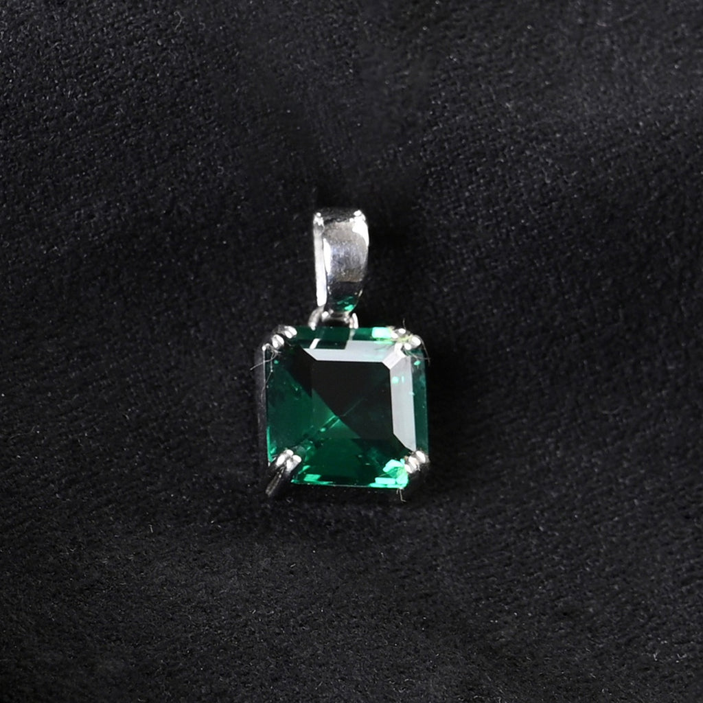 Silver Green Octagon Men Pendant Necklace with Chain or without Chain