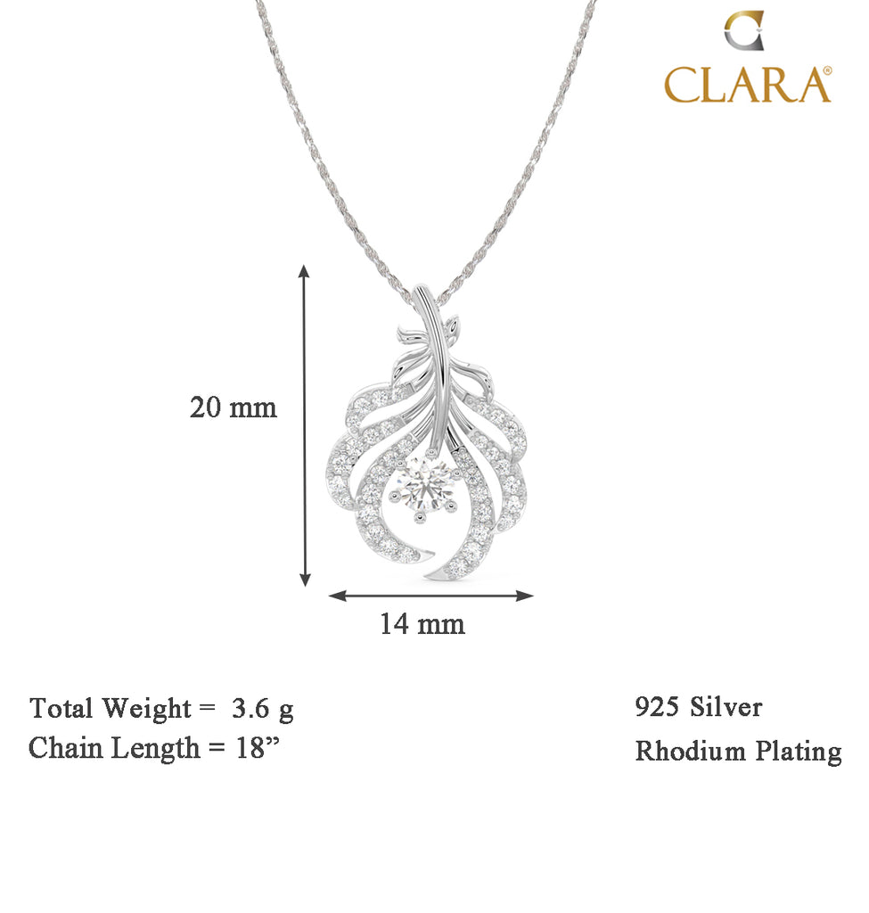 CLARA 925 Sterling Silver Nusa Pendant Chain Necklace 