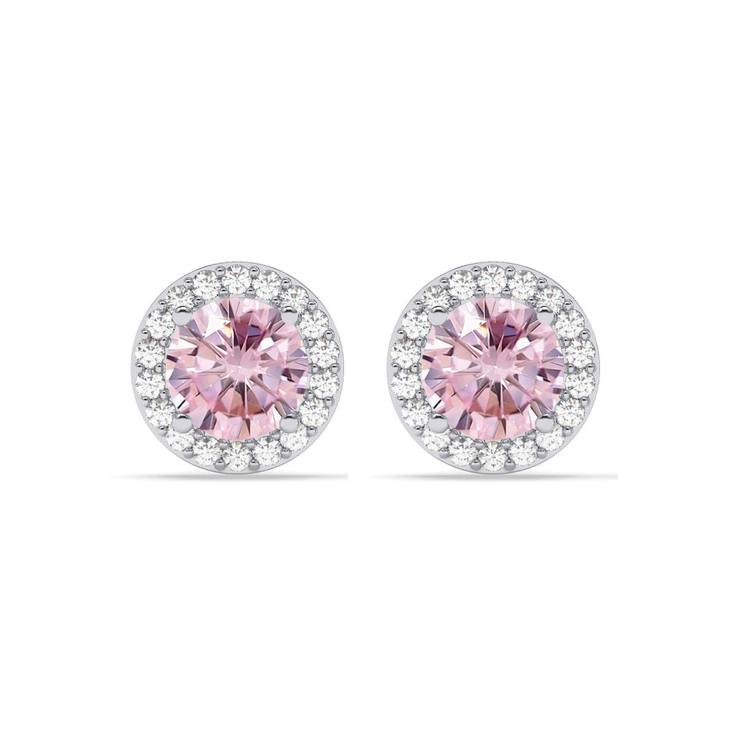 Silver Tove Pink Solitaire Stud Earrings
