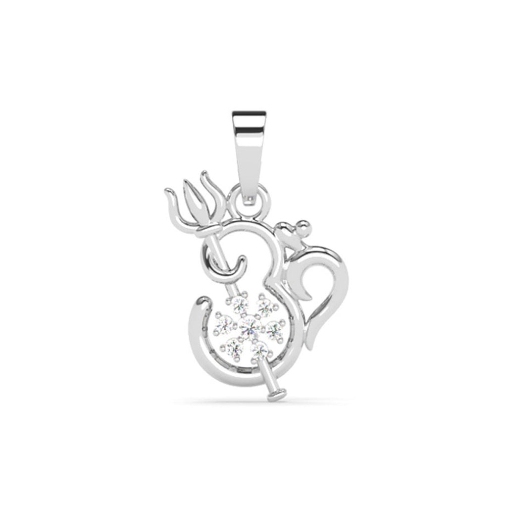 Silver Om Trishul Men Pendant Necklace with Chain or without Chain