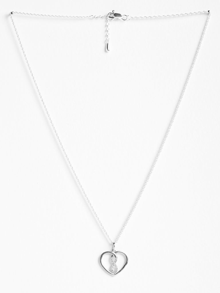 CLARA 925 Sterling Silver Infinity Heart Pendant Chain Necklace 