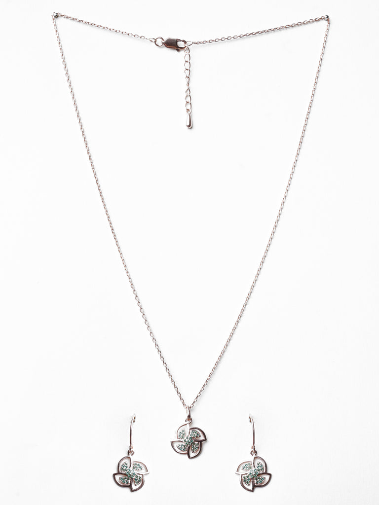 CLARA 925 Sterling Silver Hermosa Pendant Earring Chain Jewellery Set 