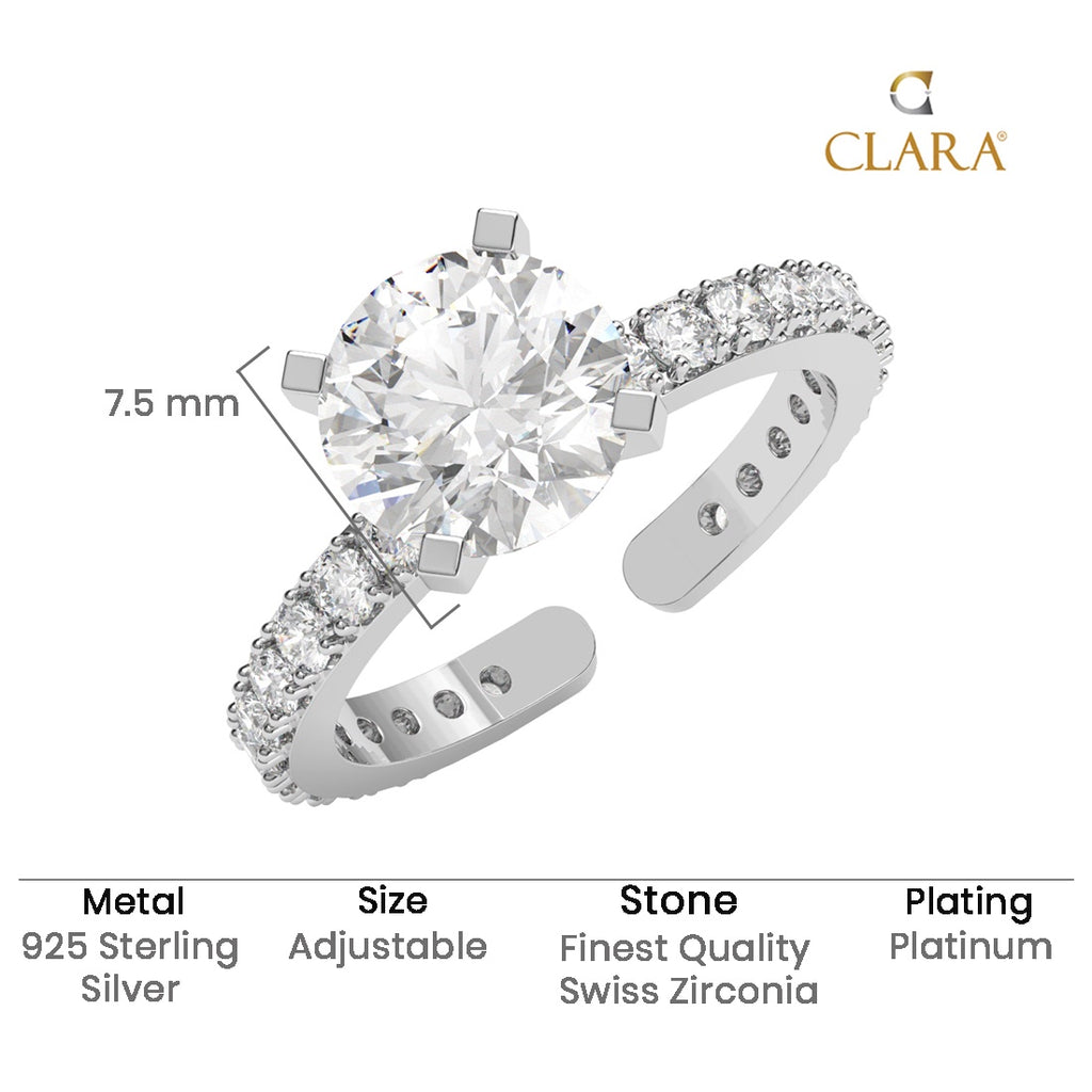 Silver Fleur Classic Solitaire Ring