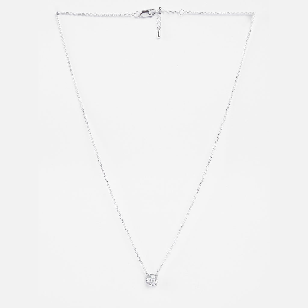 Silver Gia Classic Solitaire Pendant Chain