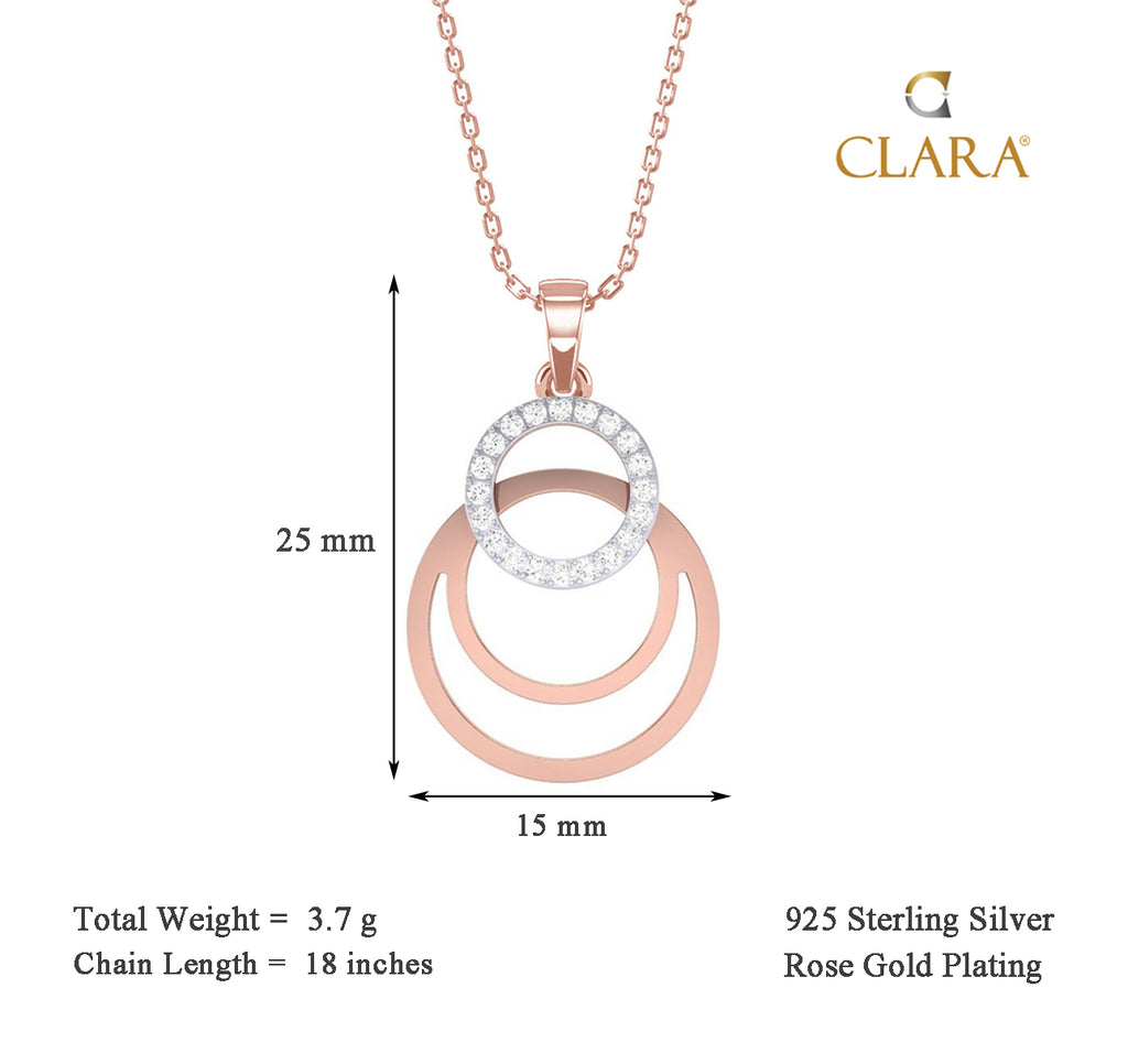 CLARA 925 Sterling Silver Irina Pendant Chain Necklace 