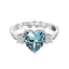Silver Sky Blue Heart Ring