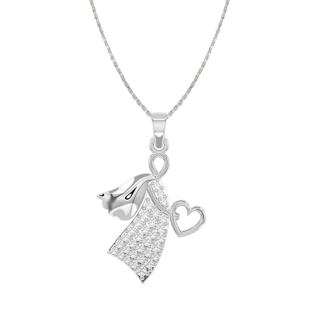CLARA 925 Sterling Silver Angel Heart Pendant Chain Necklace 