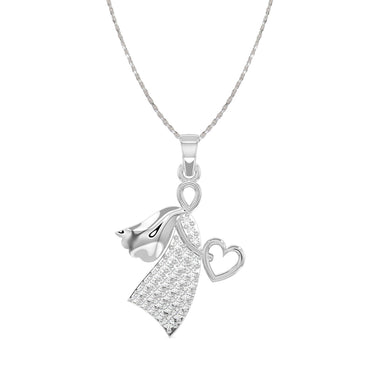 CLARA 925 Sterling Silver Angel Heart Pendant Chain Necklace 