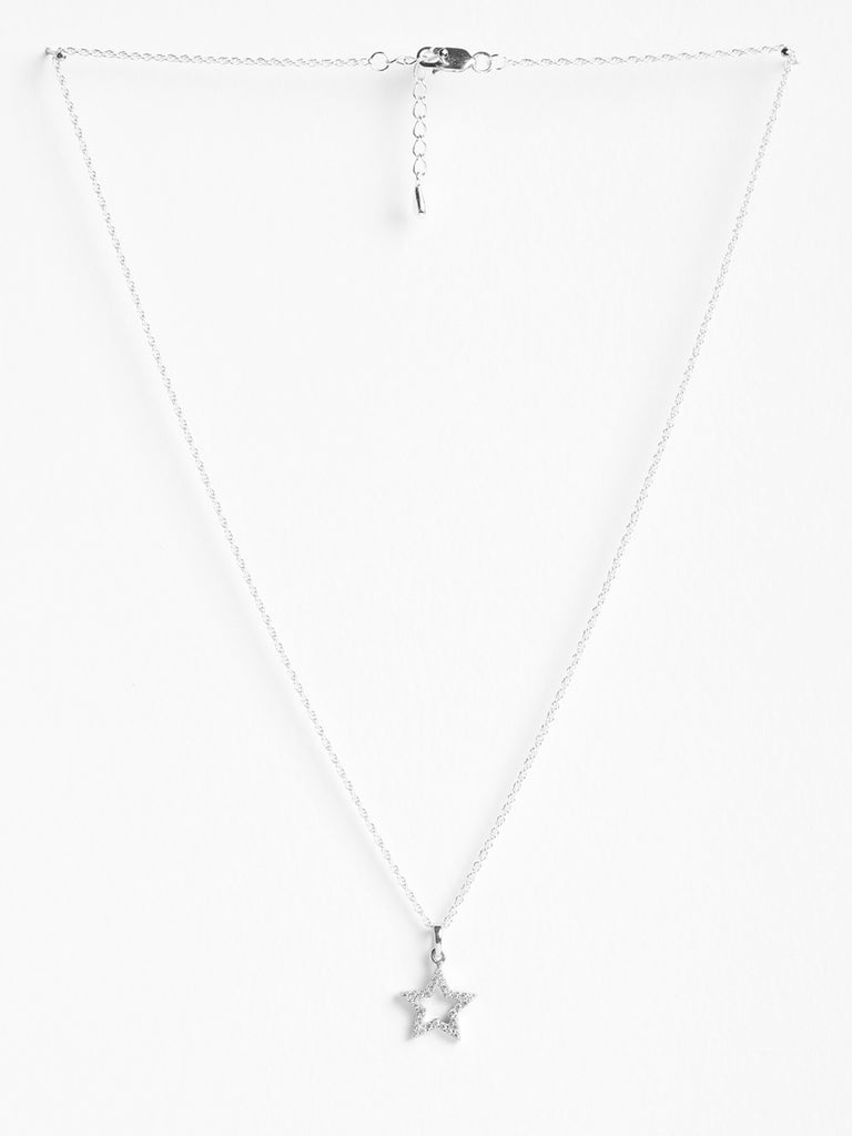 CLARA 925 Sterling Silver Star Pendant Chain Necklace 