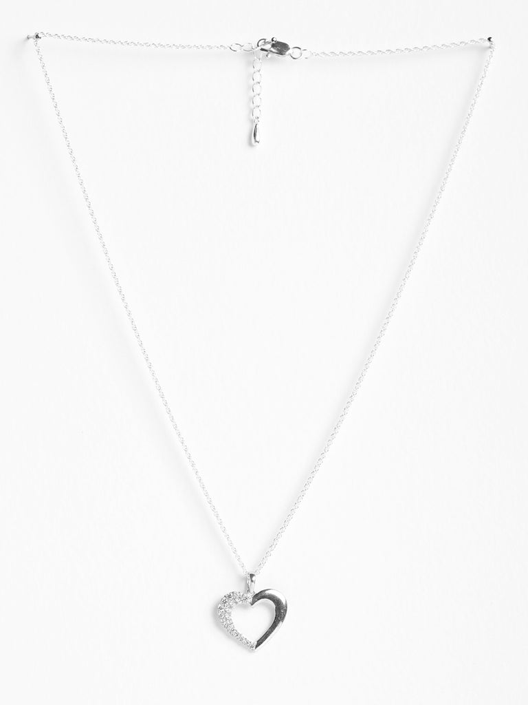 CLARA 925 Sterling Silver Brisa Heart Pendant Chain Necklace 