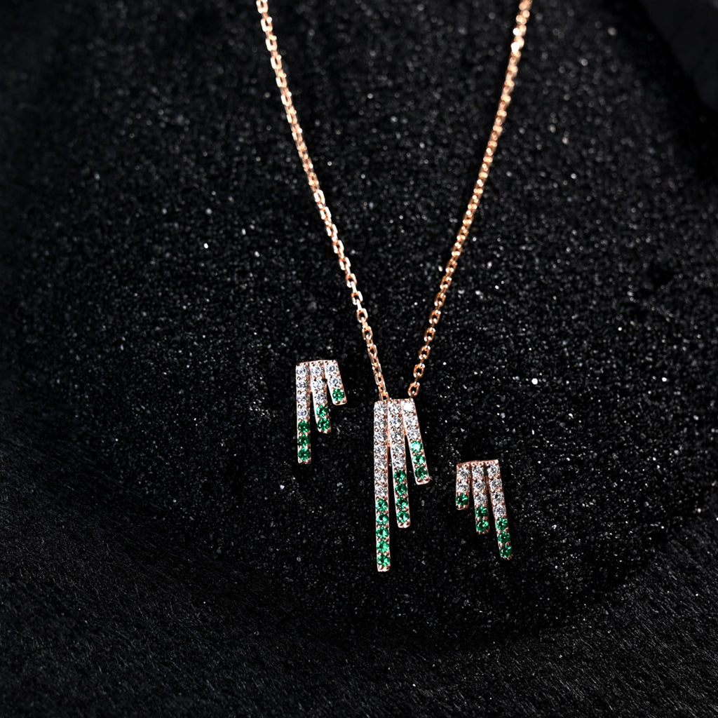 CLARA 925 Sterling Silver Blanca Pendant Earring Chain Jewellery Set 