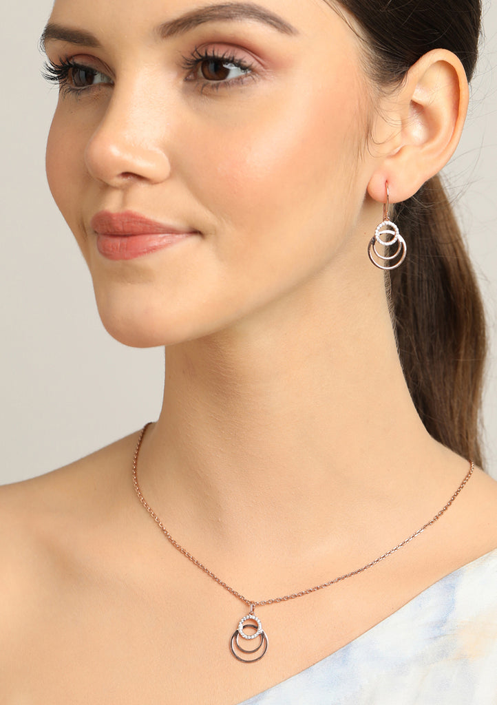 CLARA 925 Sterling Silver Irina Pendant Earring Chain Jewellery Set 