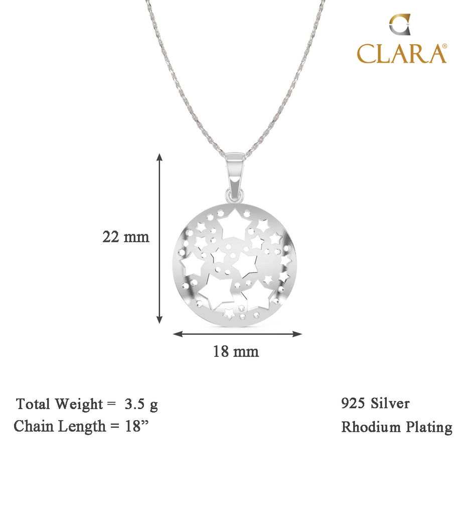 CLARA 925 Sterling Silver Bunch of Star Pendant Chain Necklace 