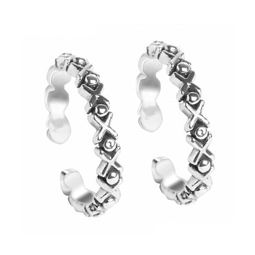 CLARA 925 Sterling Silver Cross Toe Rings Pair 