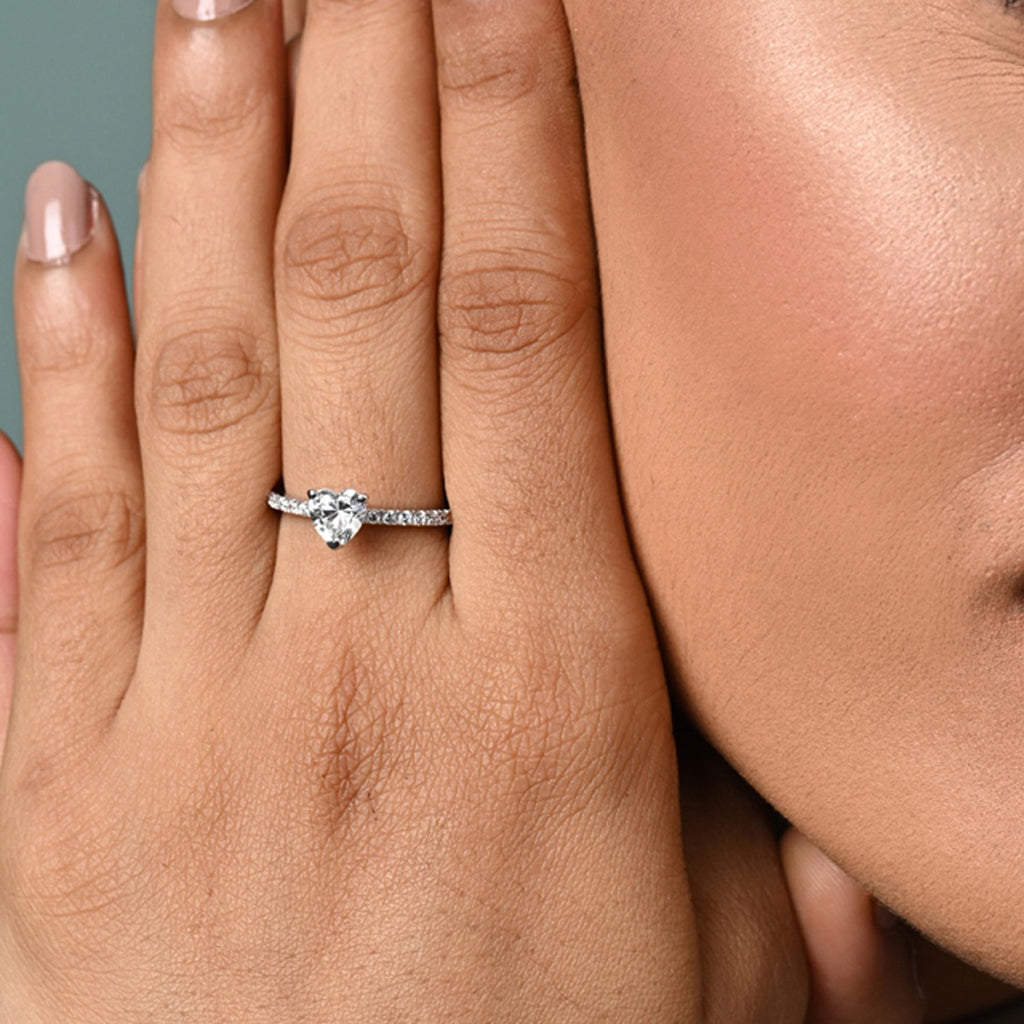 Silver Karine Heart Solitaire Promise Ring