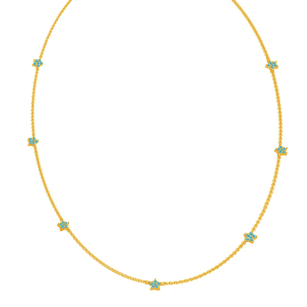 CLARA 925 Sterling Silver Blue Topaz Star Charm Minimal Necklace Chain 