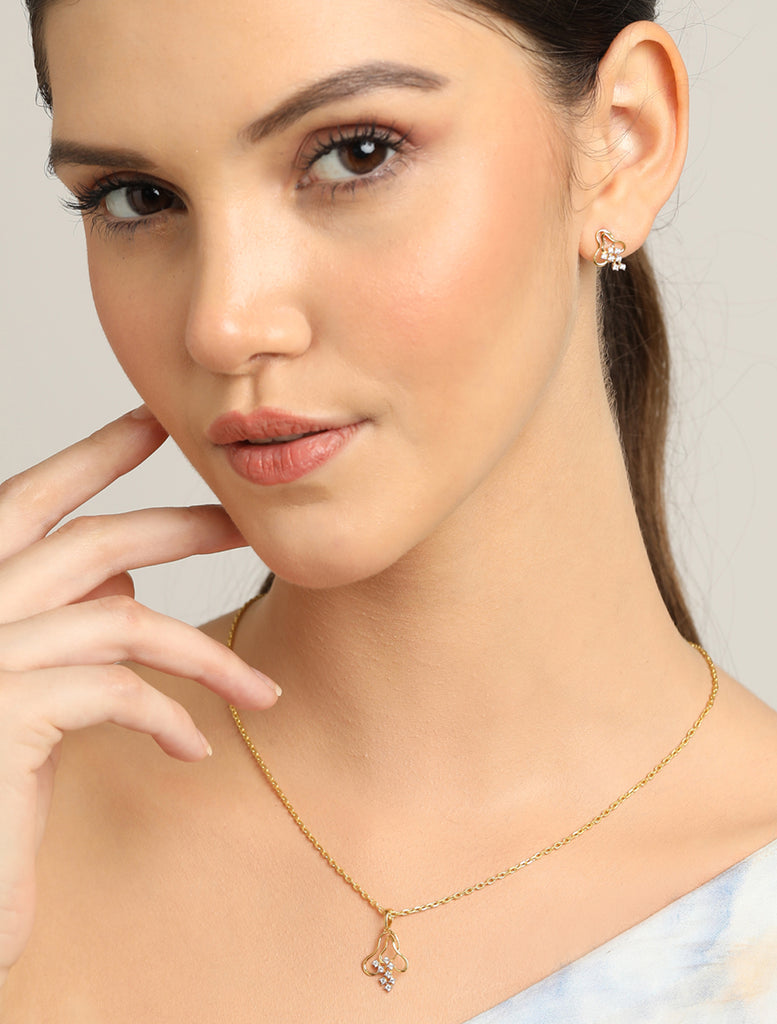 CLARA 925 Sterling Silver Eden Pendant Earring Chain Jewellery Set 