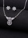 CLARA 925 Sterling Silver Rhodium Plated Aria Pendant Earring Necklace Set with Chain Gift for Women and Girls