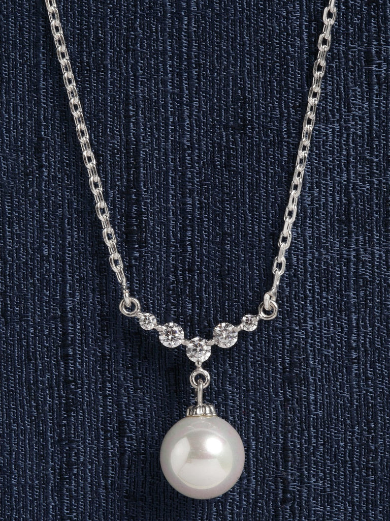 Clara 92.5 Sterling Silver Classic Pearl Pendant with Chain Gift for Women and Girls