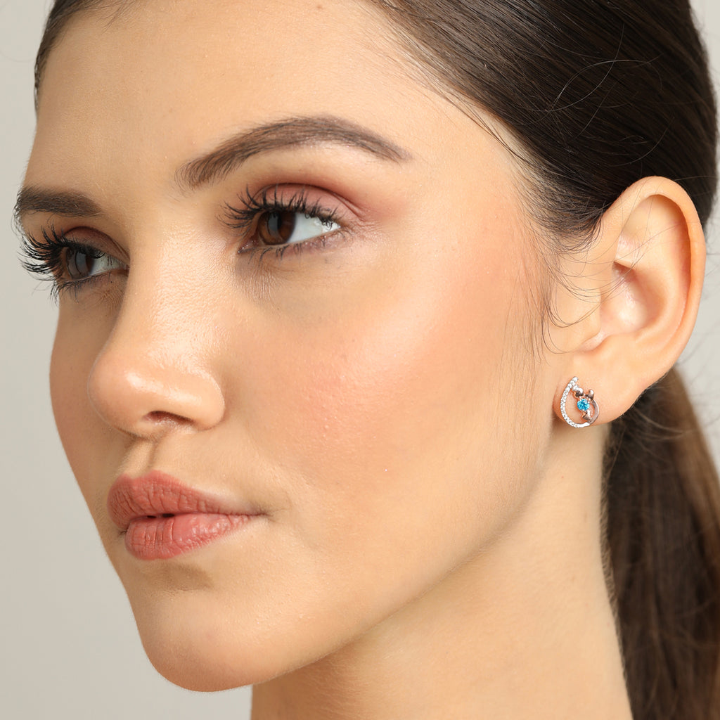 CLARA 925 Sterling Silver Heart Earrings with Screw Back 