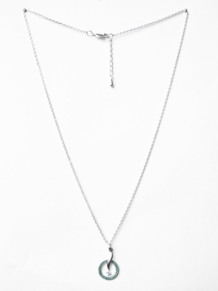CLARA 925 Sterling Silver Verde Pendant Chain Necklace 