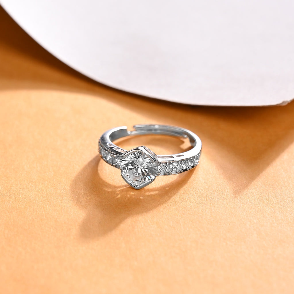 Silver Willa Solitaire Office Wear Ring