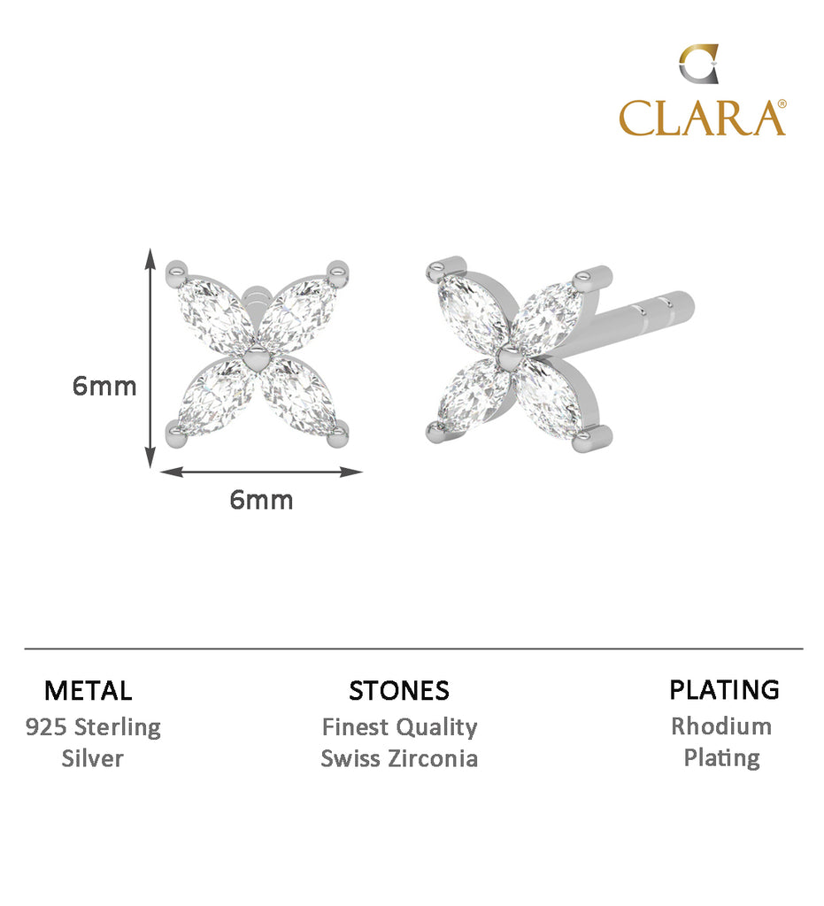 CLARA 925 Sterling Silver Classic Studs Earrings Gift for Kids Girls