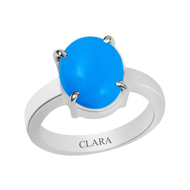 Certified Turquoise Firoza Prongs Silver Ring 6.5cts or 7.25ratti