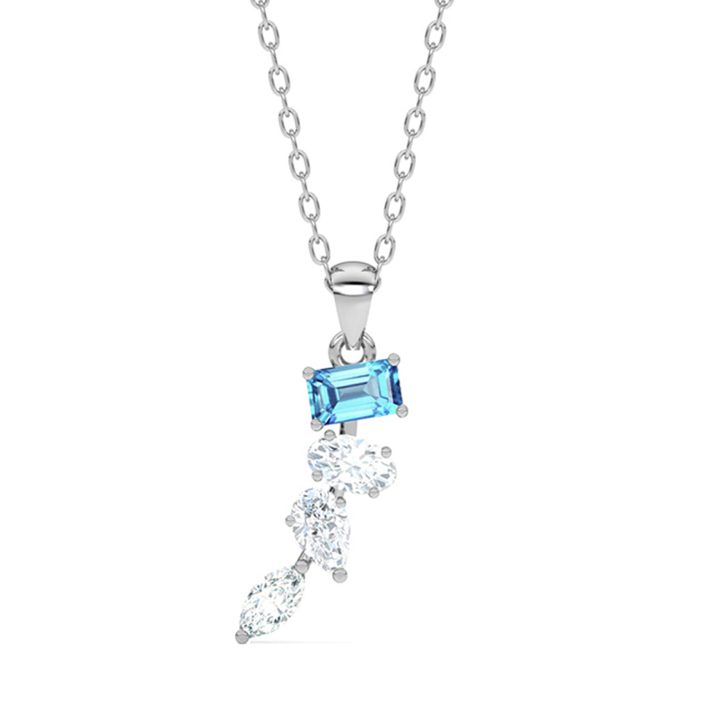 Silver diamante Pendant Chain Necklace