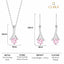 Silver Pink Solitaire Jewellery Set