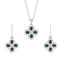 Silver Green Flower Jewellery Set