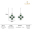 Silver Green Flower Earrings