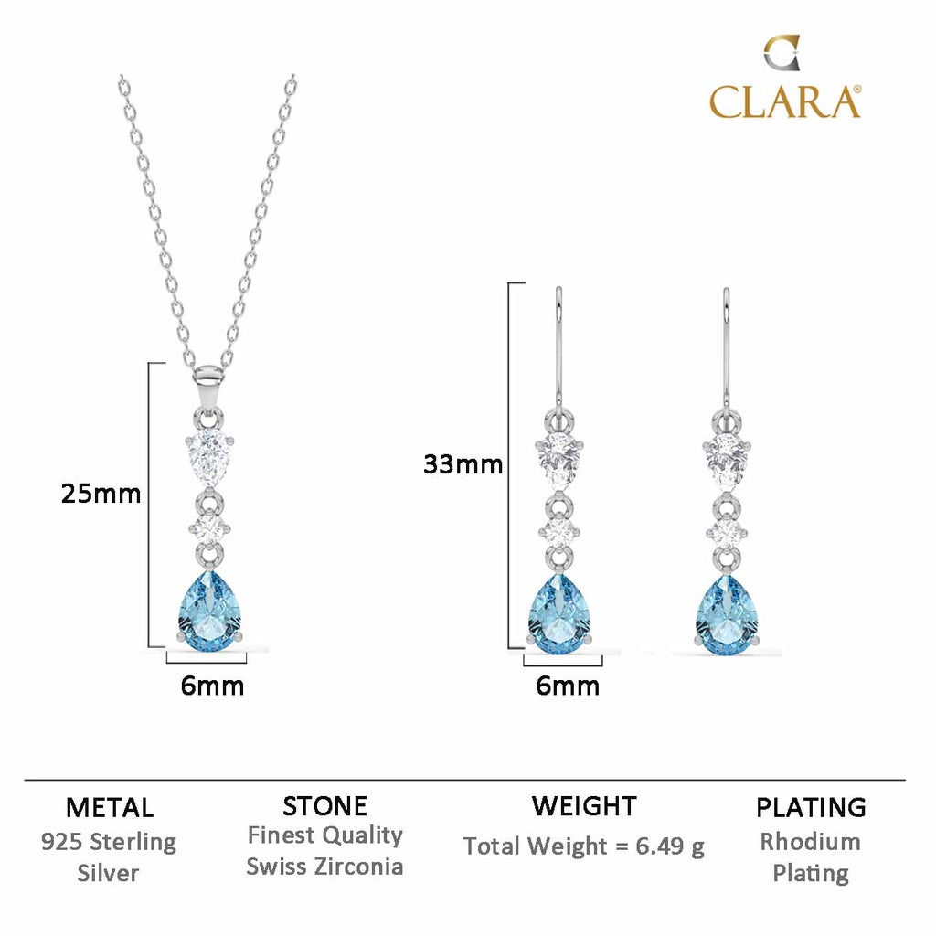 Silver Pear Solitaire Jewellery Set