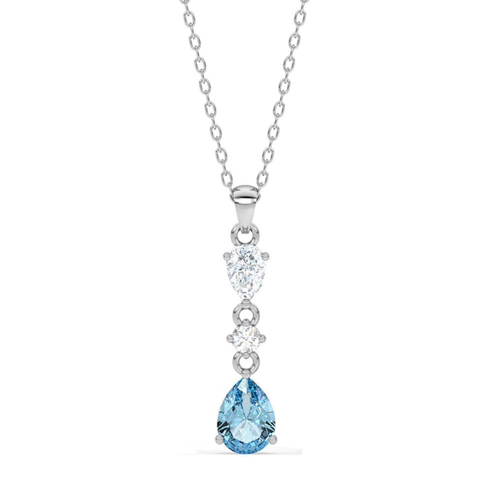Silver Pear Solitaire Pendant Chain Necklace
